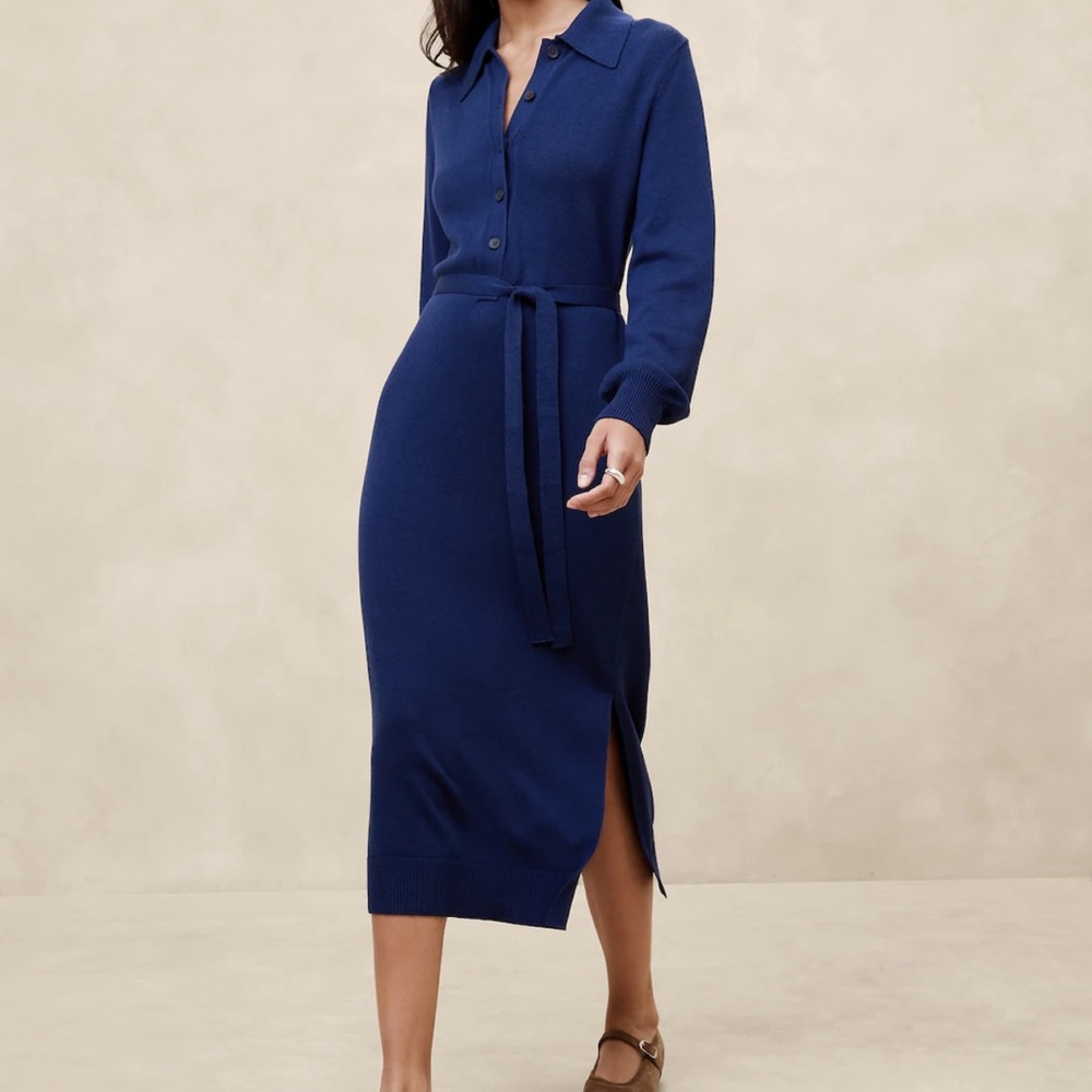 Banana Republic Factory Buttoned Blue Midi Dres